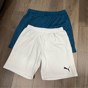Puma & Starter Men's‎ White and Teal Athletic Shorts Bundle/Lot Size Large